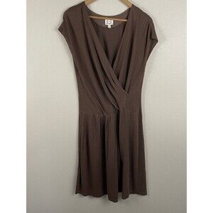 Zyga Lin’n Laundry Womens 8 Brown Surplice V Neck Cap Sleeve Dress